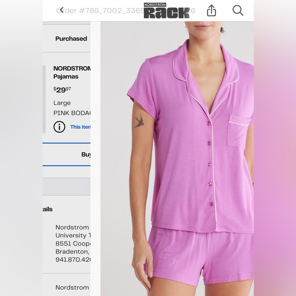 Nordstrom Rack Tranquility Shortie Pink Short-Sleeve Button Pajama Set